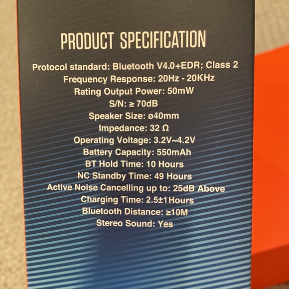 NWT! Wireless headphones with active noise cancellation and carrying case (Nos) - Picture 5 of 6